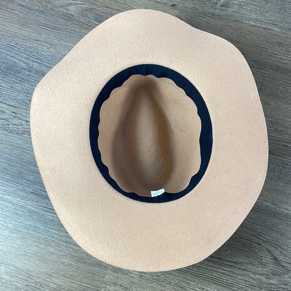 World Matket Women’s Felted Wool Brimmed Boho Tan Light Camel Hat with Tie - Picture 6 of 11